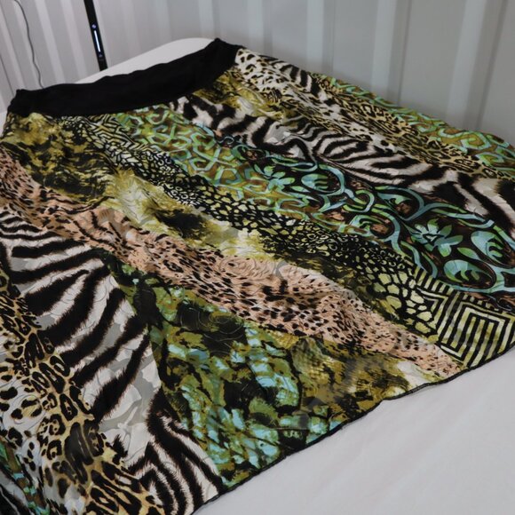 Boston Proper Womens Asymmetric Patchwork Animal Print Floral Skirt Size Lg Y2K - Picture 5 of 8